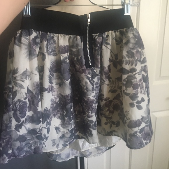 iris Dresses & Skirts - Iris Cream and Purple Flower flare Skirt